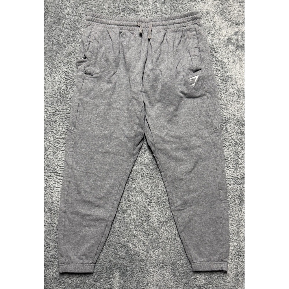 Gymshark Sweatpants Mens XL x 27" Gray Essential Joggers Oversized Fleece Lined